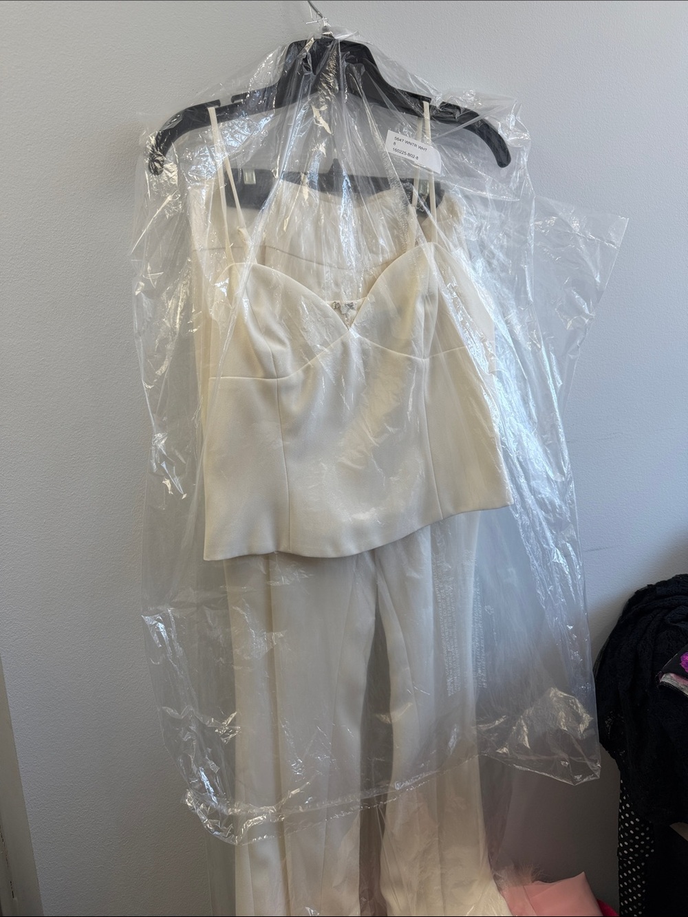 Moda International Cream Two-Piece Jumpsuit Set with Spaghetti-Strap Top